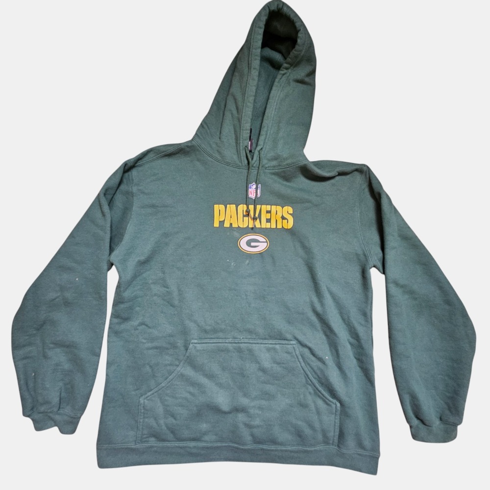 Green Bay Y2K Packers Pullover Hoodie Sweatshirt L Reebok NFL Football Athletic